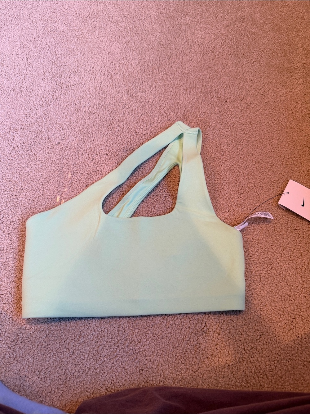 Nike Women’s Mint Green Asymmetric Crop Sports Bra